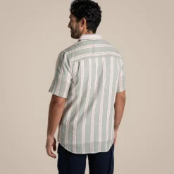 Argino Hemd mit kurzem Ärmel für Herren | Lichen Green Stripe