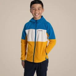 Bindloe Fleecejacke mit Kapuze für Kinder | Howlite Blue / Warbler Yellow
