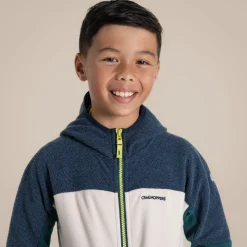 Bindloe Fleecejacke mit Kapuze für Kinder | Blue Navy / Deep Ocean Green