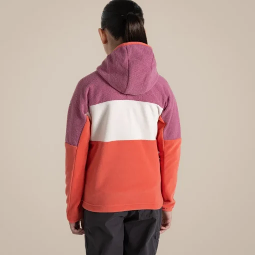 Bindloe Fleecejacke mit Kapuze für Kinder | Dusky Hibiscus / Deep Coral