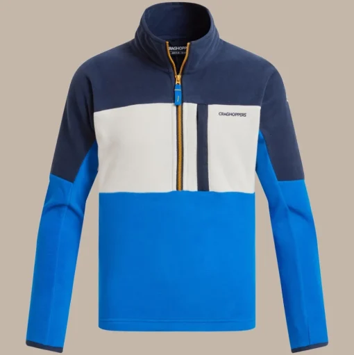 Bromley Fleece mit halbem Reißverschluss für Kinder | Blue Navy / Howlite Blue