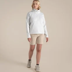 Daisy-Fleecejacke mit halbem Reißverschluss für Damen | Lunar Grey Stripe