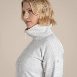 Daisy-Fleecejacke mit halbem Reißverschluss für Damen | Lunar Grey Stripe