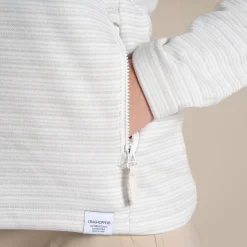 Daisy-Fleecejacke mit halbem Reißverschluss für Damen | Lunar Grey Stripe