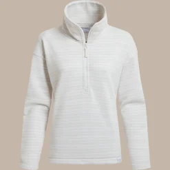 Daisy-Fleecejacke mit halbem Reißverschluss für Damen | Lunar Grey Stripe