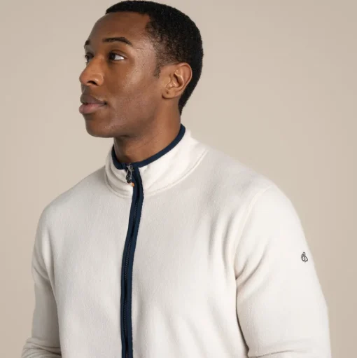 Herren CO2 Renu Fleece mit halbem Reißverschluss | Ecru / Tourmaline Blue