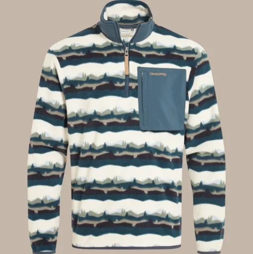 National Trust Losehill Half Zip Fleece für Herren | Tranquil Blue Print