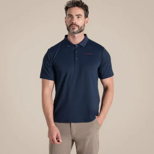 NosiLife Golf Bramshaw Polohemd mit kurzem Ärmel für Herren | Blue Navy