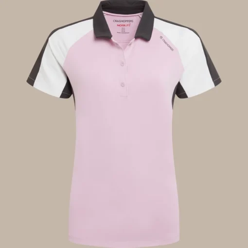NosiLife Golf Hazelmere Polohemd mit kurzem Ärmel für Damen | Orchid / White