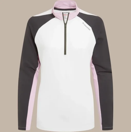 NosiLife Golf Ivybridge Half Zip Oberteil für Damen | White / Dark Iron