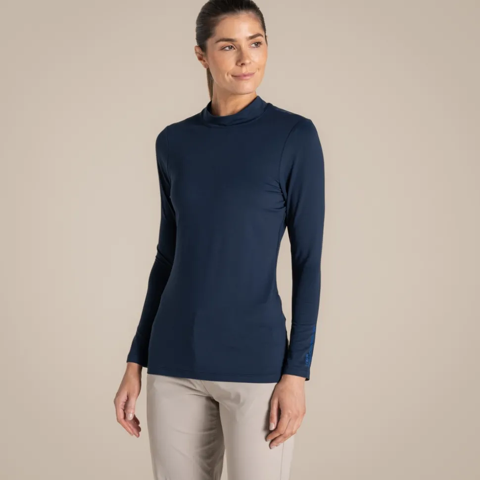 Nosilife Golf Langarmtop mit Stehkragen für Damen | Blue Navy