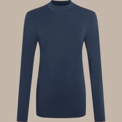 Nosilife Golf Langarmtop mit Stehkragen für Damen | Blue Navy