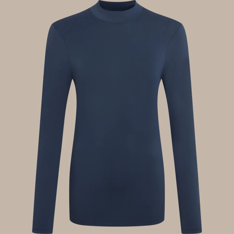 Nosilife Golf Langarmtop mit Stehkragen für Damen | Blue Navy