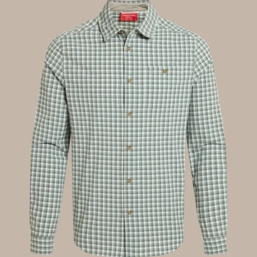 NosiLife Nuoro Check Hemd mit langem Ärmel für Herren | Lichen Green / Ecru Check