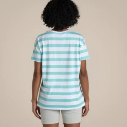 Yago Oberteil mit kurzem Ärmel für Damen | Aqua Sky Stripe