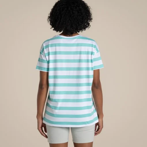 Yago Oberteil mit kurzem Ärmel für Damen | Aqua Sky Stripe