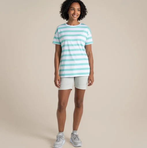 Yago Oberteil mit kurzem Ärmel für Damen | Aqua Sky Stripe